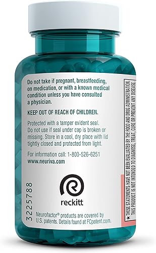 Miniatura 19 de NEURIVA Suplemento cerebral nootrópico descafeinado original probado clínicamente para memoria, concentración y concentración, neurofactor y