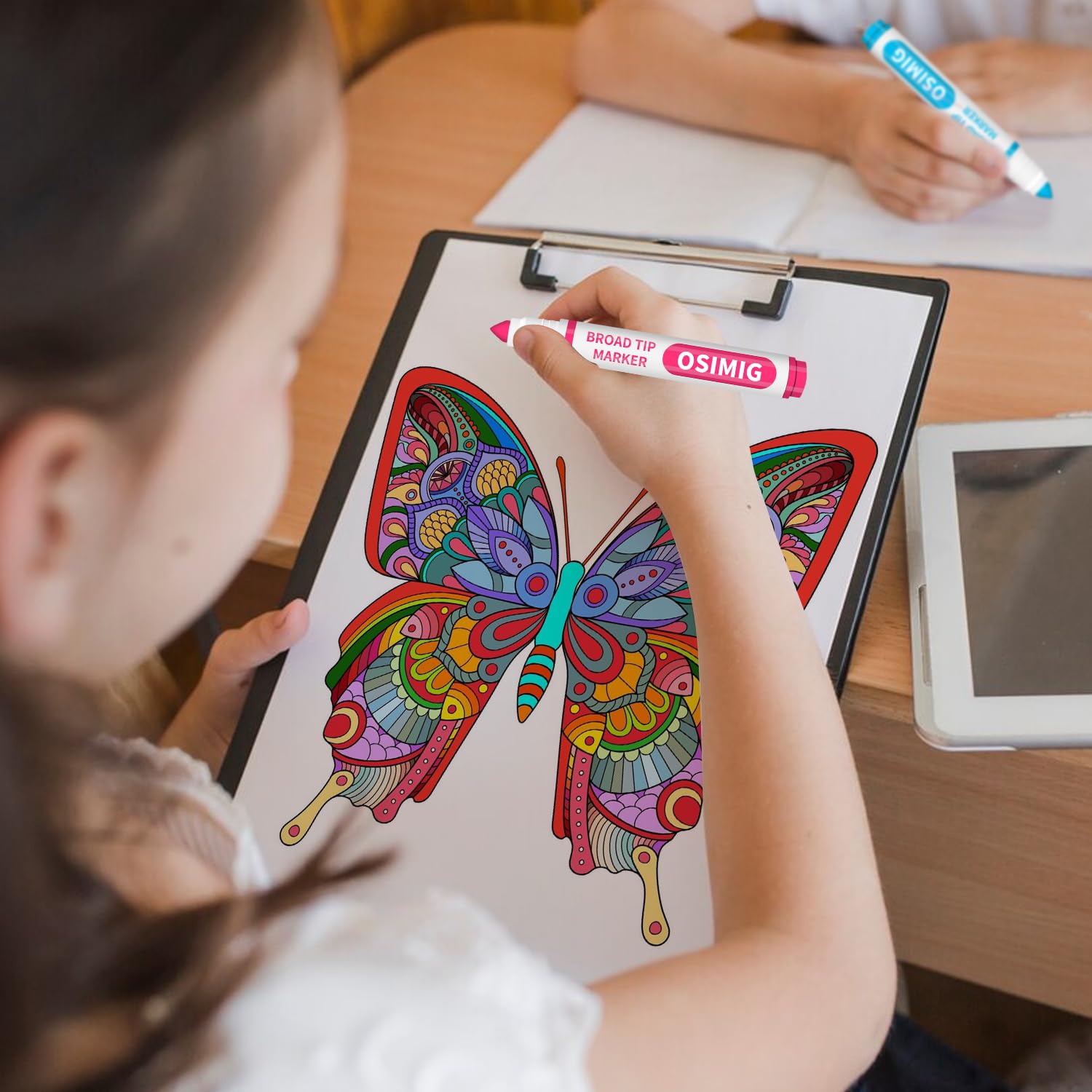 OSIMIG Lot de 240 marqueurs lavables en vrac, 12 couleurs assorties, marqueurs pour salle de classe, pointe conique large, grande capacité, fournitures scolaires pour enfants