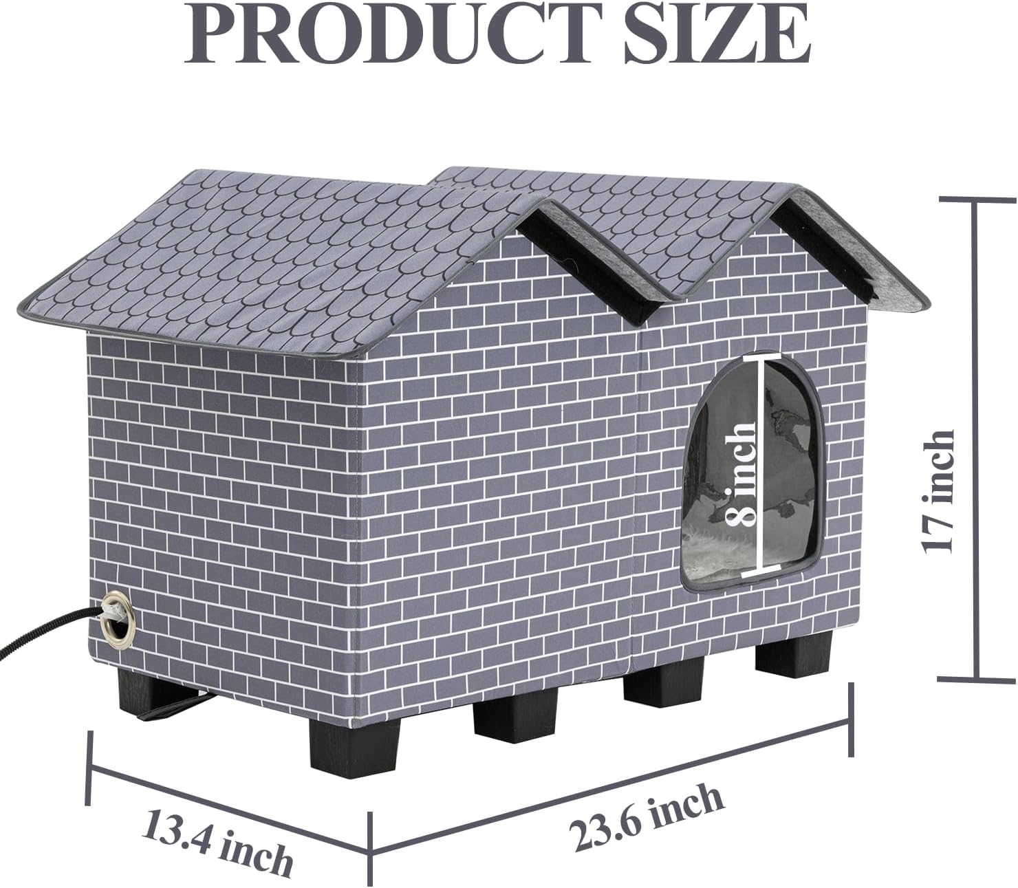 Kilodor Heated Outdoor Cat House, Insulated Elevated Cat House Weatherproof for Outside, Cat Shelter with Heated Pad for Outdoor/Indoor Cat in Winter (Grey, Large)