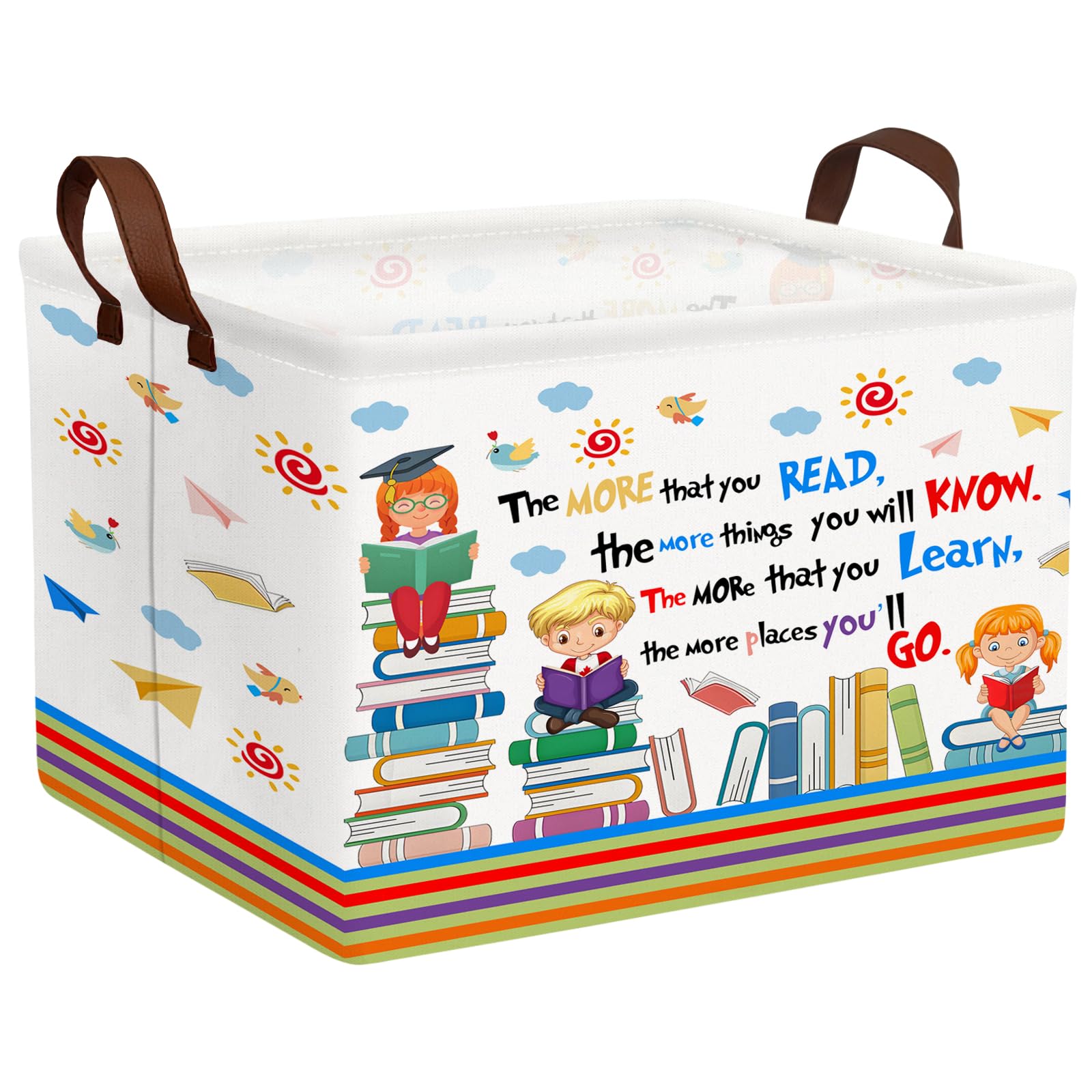 Reading Book Storage Basket Organizer for Nursery, Classroom, Library, and Daycare Store Books, Clothes (Kid Learning)