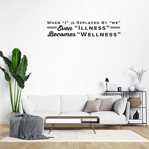 When I is Replaced by We Illness Becomes Wellness Quotes - Calcomanías de pared con citas inspiradoras, calcomanías de vinilo para decoración de