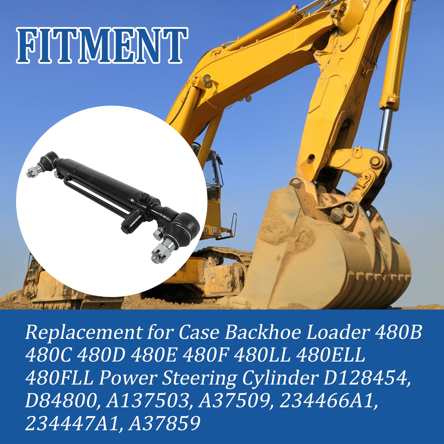 Power Steering Cylinder For Case Backhoe Loader 480-580 Series - Replacement D128454, A137503