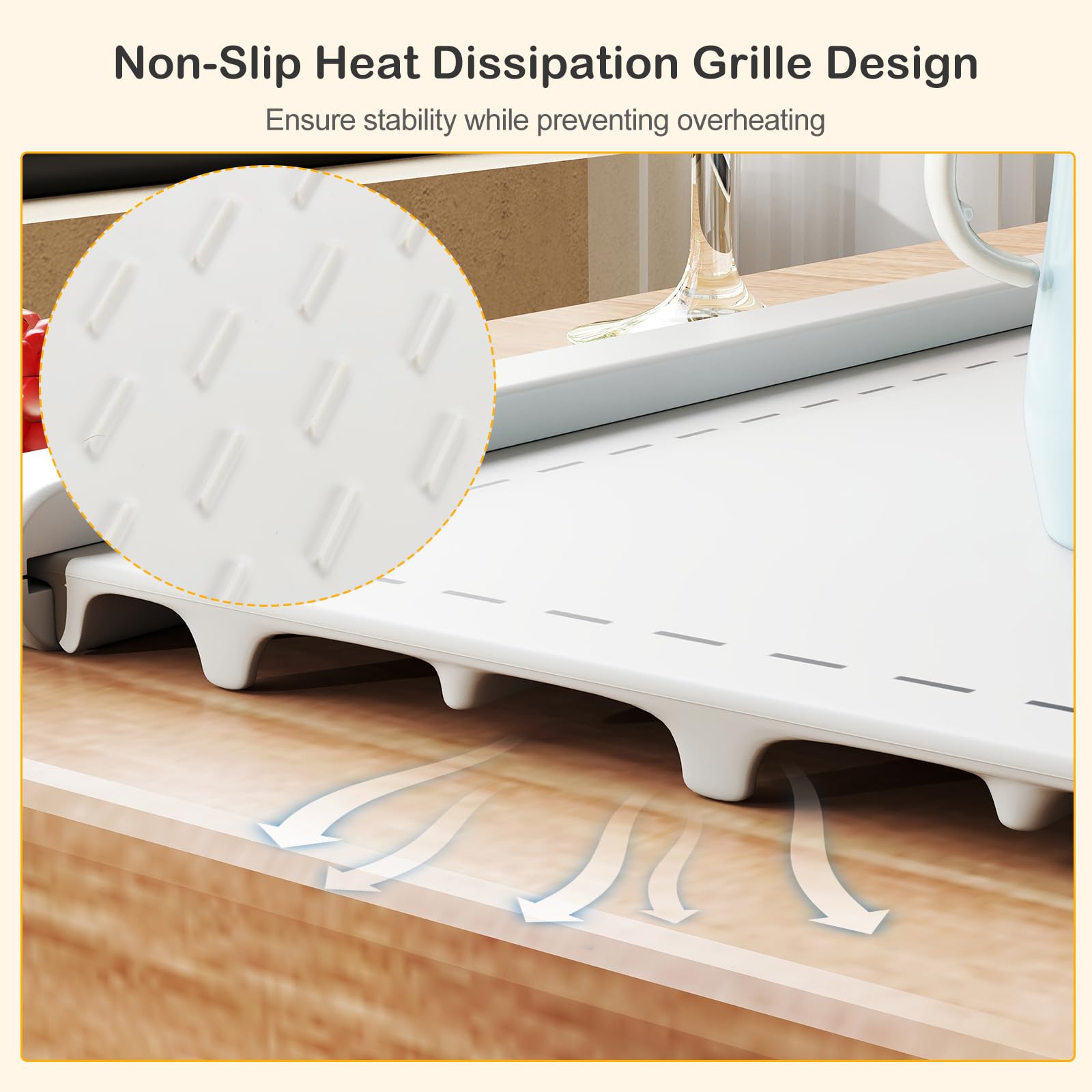 SOARS Chauffe Plat Electrique, Plaque Chauffante Electrique Pliable Portable en Silicone, Température à 6 Niveaux, Chauffage Rapide, Minuterie, pour Fêtes, Buffets, Réunion Famille (60 X 38 CM, Blanc)