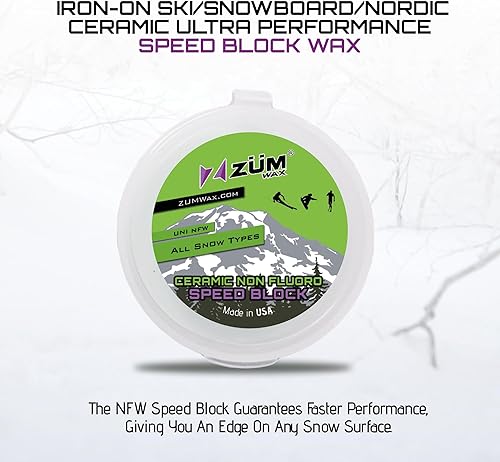 Miniatura 2 de ZUMWax - Cera de bloque de velocidad de ultra rendimiento sin flúor para competición esquí, snowboard, nórdico, campo traviesa, todas las