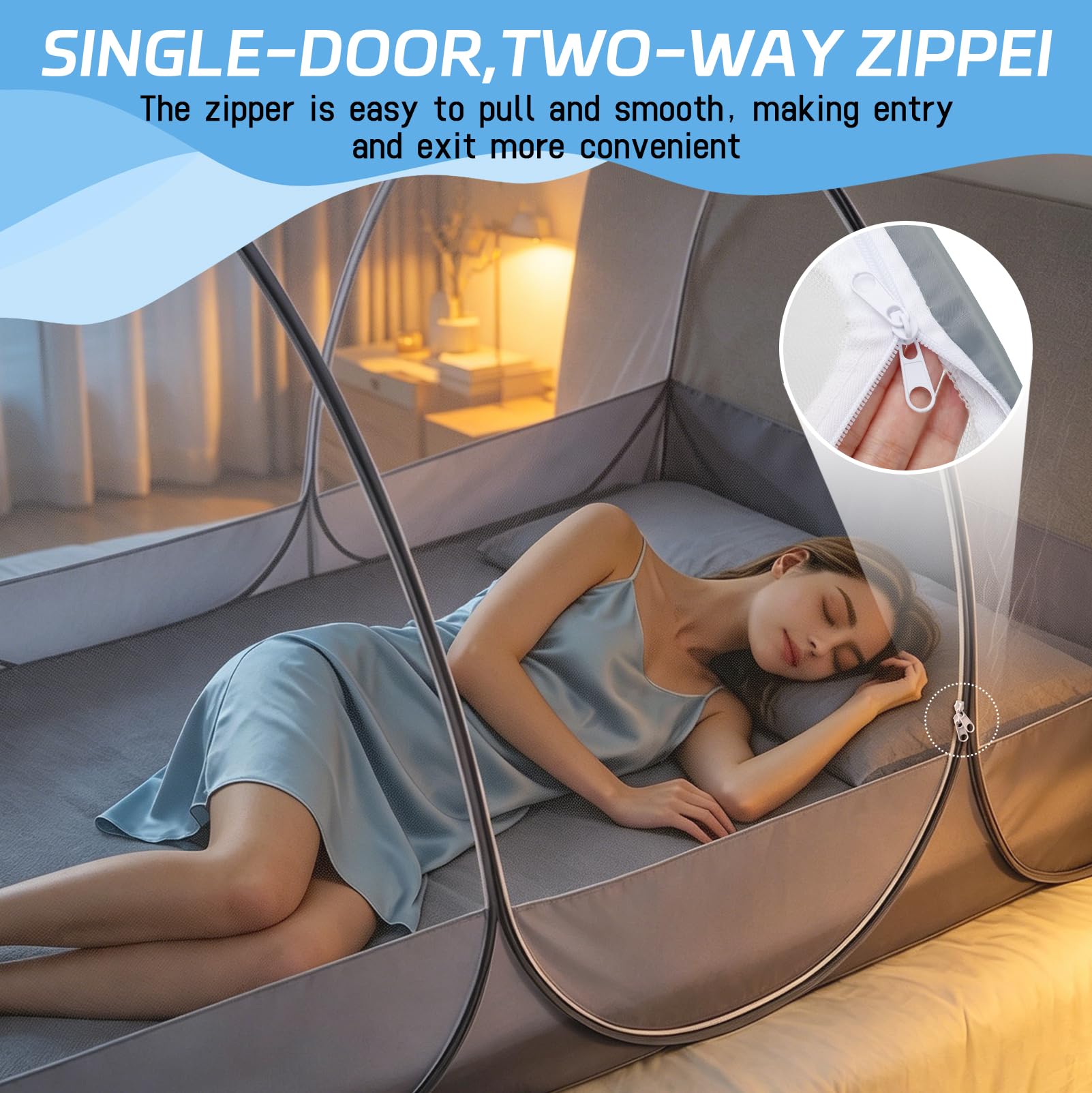 LIROPAU Moskitonetz Pop Up 190x90x90cm, Tragbares Campingzelt mit Reißverschluss für Zuhause, Reisen, Outdoor und Camping Geeignet, Einfache und Schnelle Installation