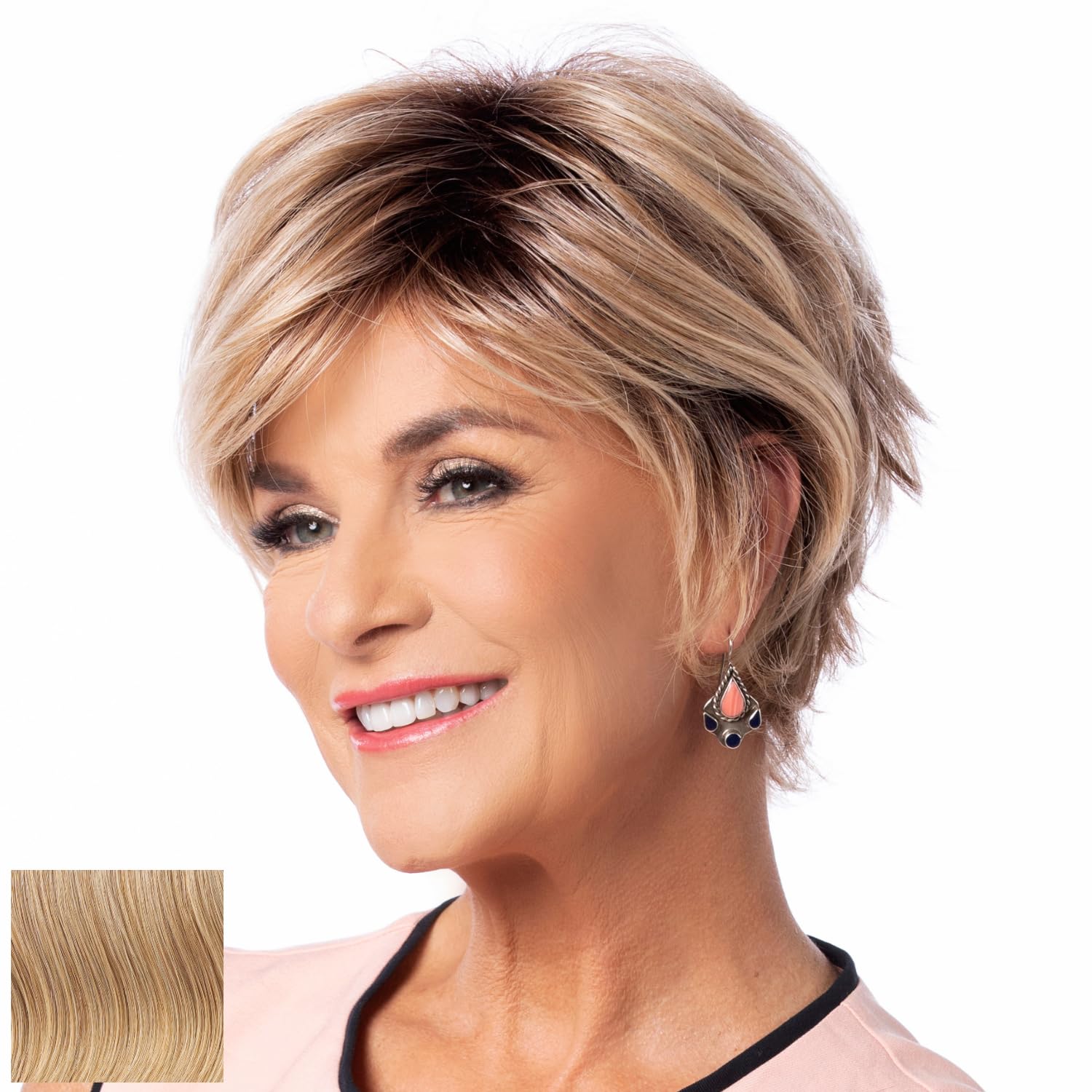 Toni Brattin Dazzling Wig - Contemporary Silhouette with a Fashionable Bang & Sweeping Layers - Heat-Friendly Fiber Looks & Feels like Natural Hair - Adjustable