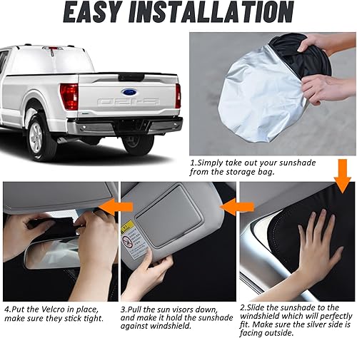 Miniatura 5 de D-Lumina Parasol para ventana trasera para portón trasero para 2015-2025 Fo-rd F150 F250 F350, parasol para ventana, bloquea los rayos UV del calor