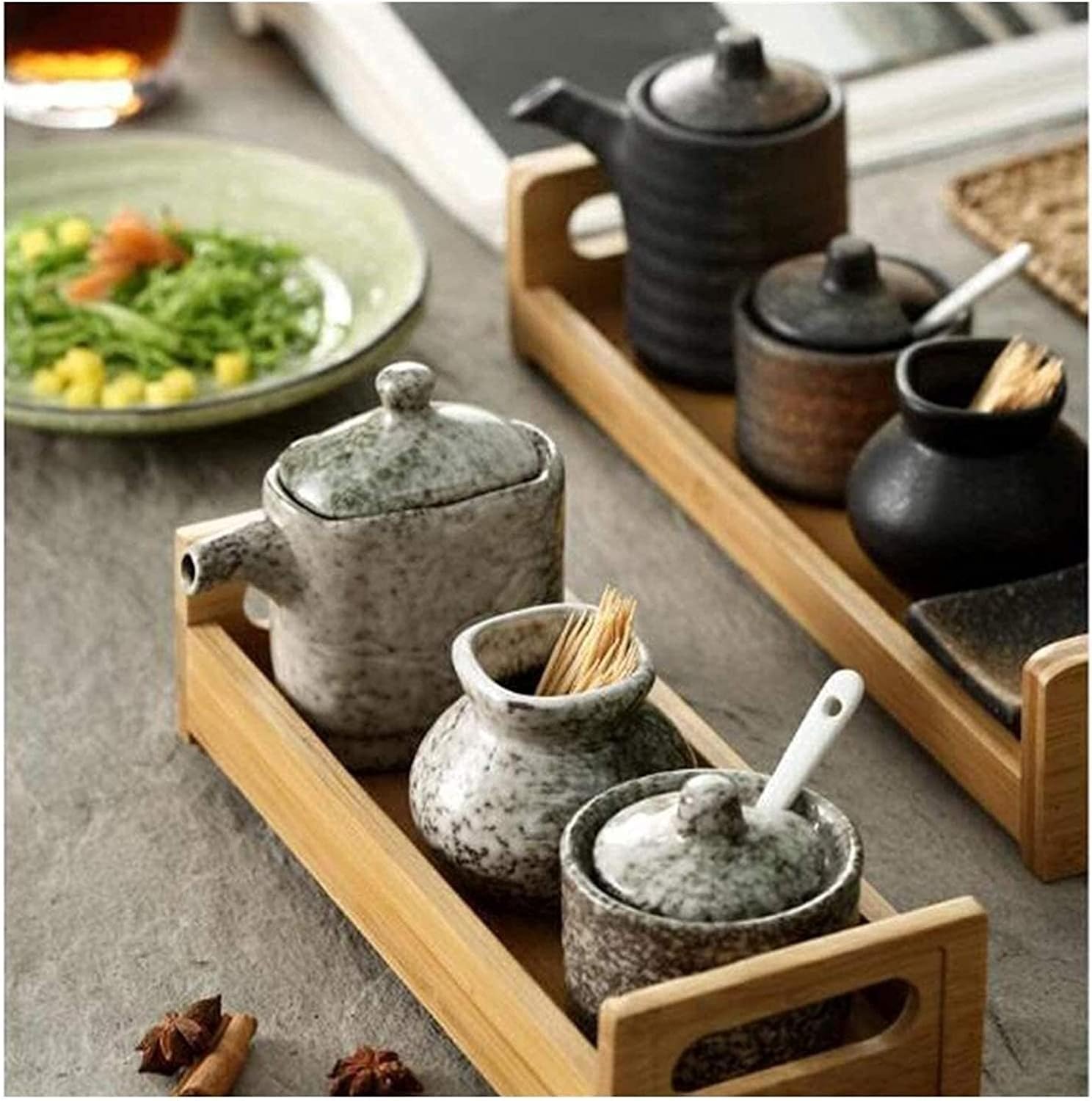 Oil and Vinegar Dispenser Oil and Vinegar Dispenser, Creative Ceramics Oil Bottles Ceramics Bottle Soy Sauce Vinegar Cruet Liquid Condiment cooking