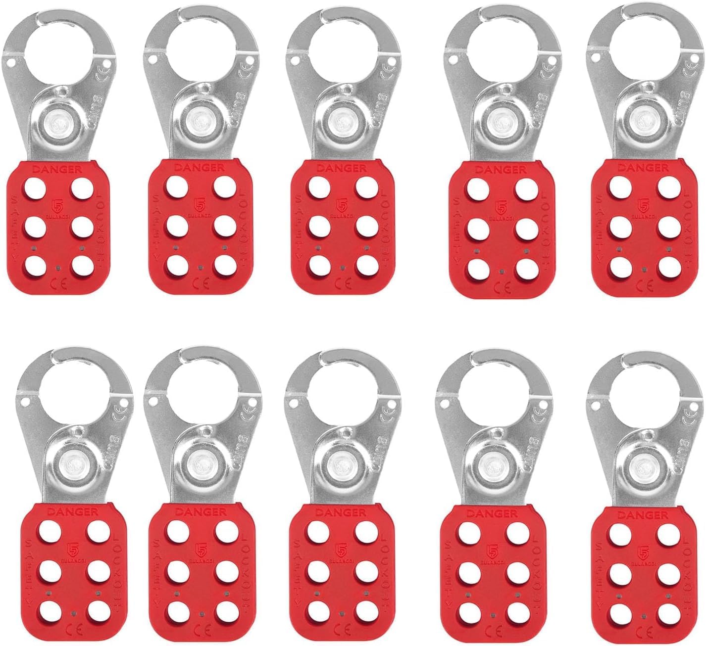 Lock Out Tag Out Hasp, 6pcs Stainless Steel Lockout Hasp, Tamper-Proof Impact-Resistant Padlock Hasp, 6 Holes Interlock Safety Lock Hasp for Industrial Electrical Loto (1.5 inch, 6, Count)
