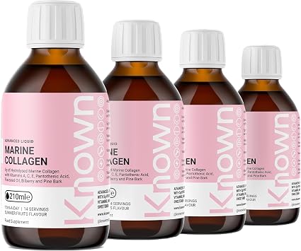 Known Advanced Hydrolysed Marine Collagen Liquid Bottle   5000mg Collagen, Vitamin A, C   Skin Support   Natural Summer Fruits Flavour   56 Servings