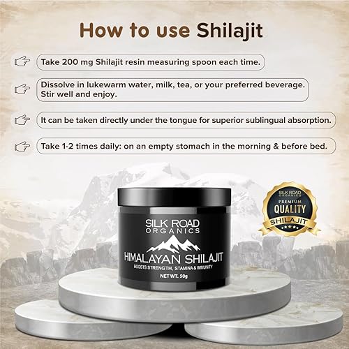 Miniatura 3 de SILK ROAD ORGANICS Shilajit puro del Himalaya (50 gm) Paquete de 2 con ácido fúlvico y más de 84 minerales traza para metabolismo, apoyo del sistema