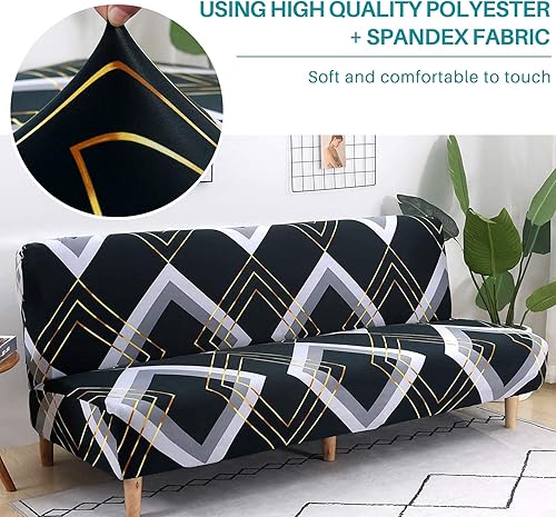 Vista 193 de Funda estampada para futón, fundas elásticas para sofá cama, tamaño matrimonial, individual, queen, sin brazos, fundas protectoras con parte Youmeng
