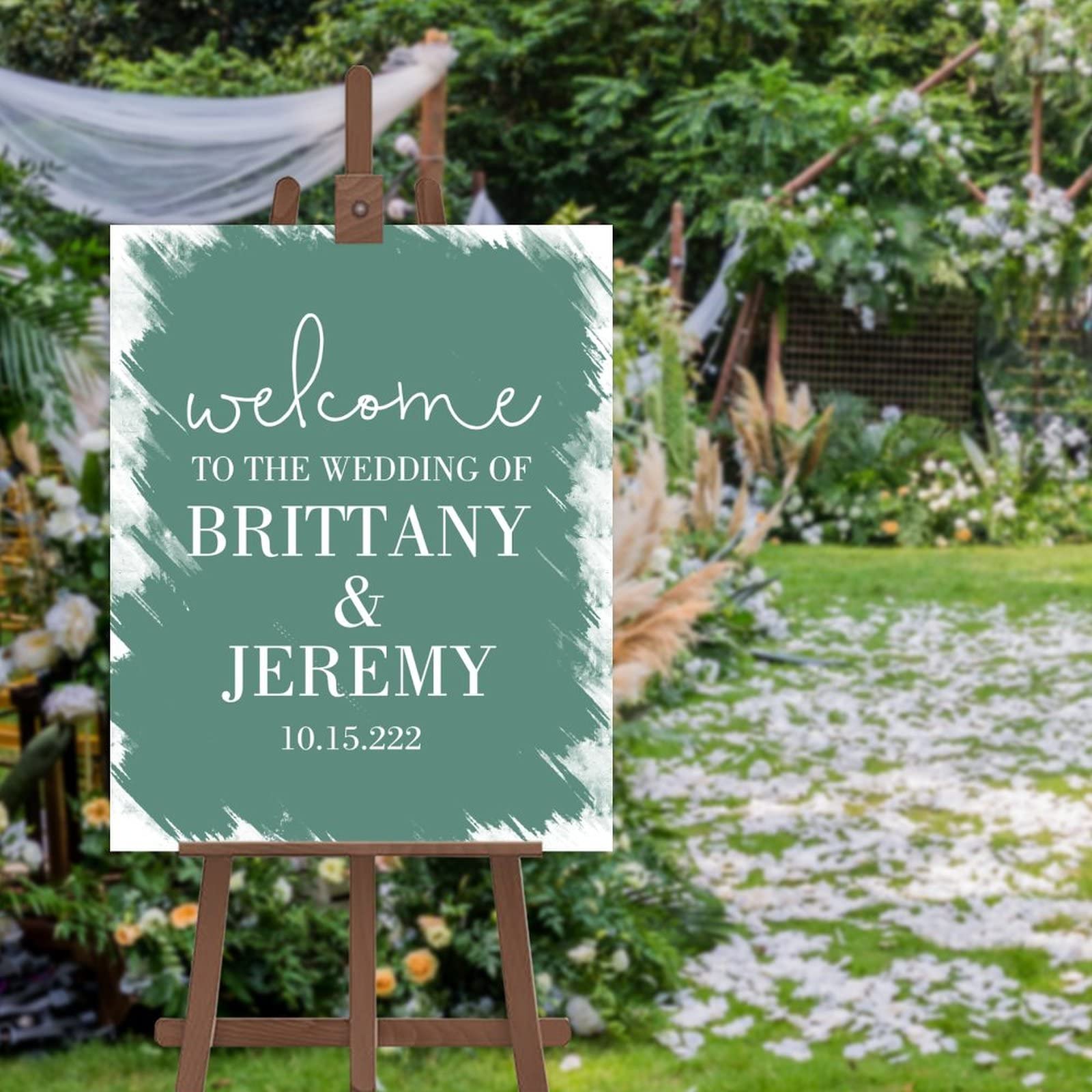 Panneau de calligraphie mariage personnalisé Welcome to The Wedding haut de gamme