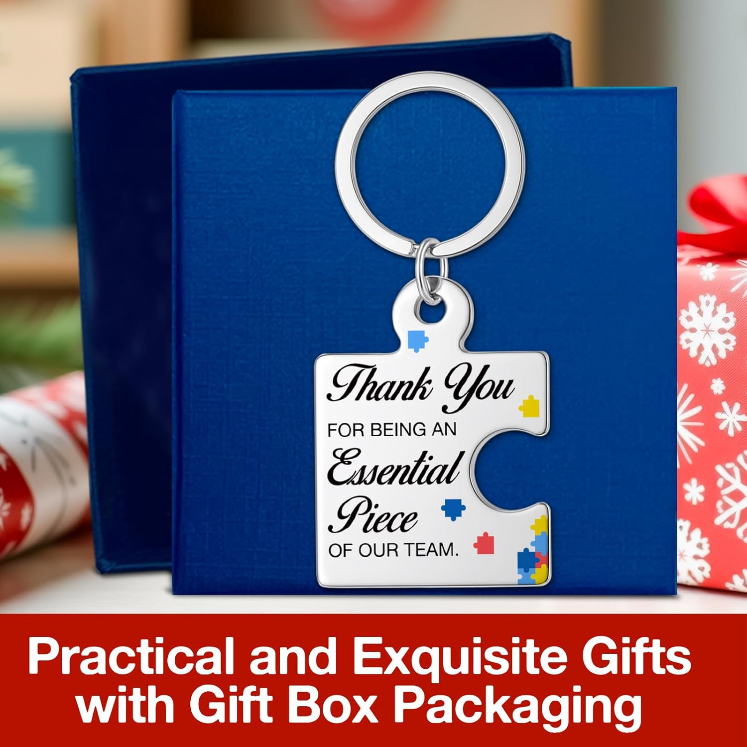 Team Appreciation Gifts for Employees Coworkers, Thank You Keychain for Staff Colleague, Best Team Ever Gifts Thank You for Being an Essential Piece of Our Team Puzzle Piece Metal Keychains - Image 7