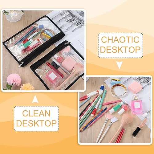 Miniatura 4 de CHENGU Paquete de 9 bolsas transparentes con cremallera, multiusos, de PVC, impermeables, bolsas de viaje transparentes para cartera de cosméticos,