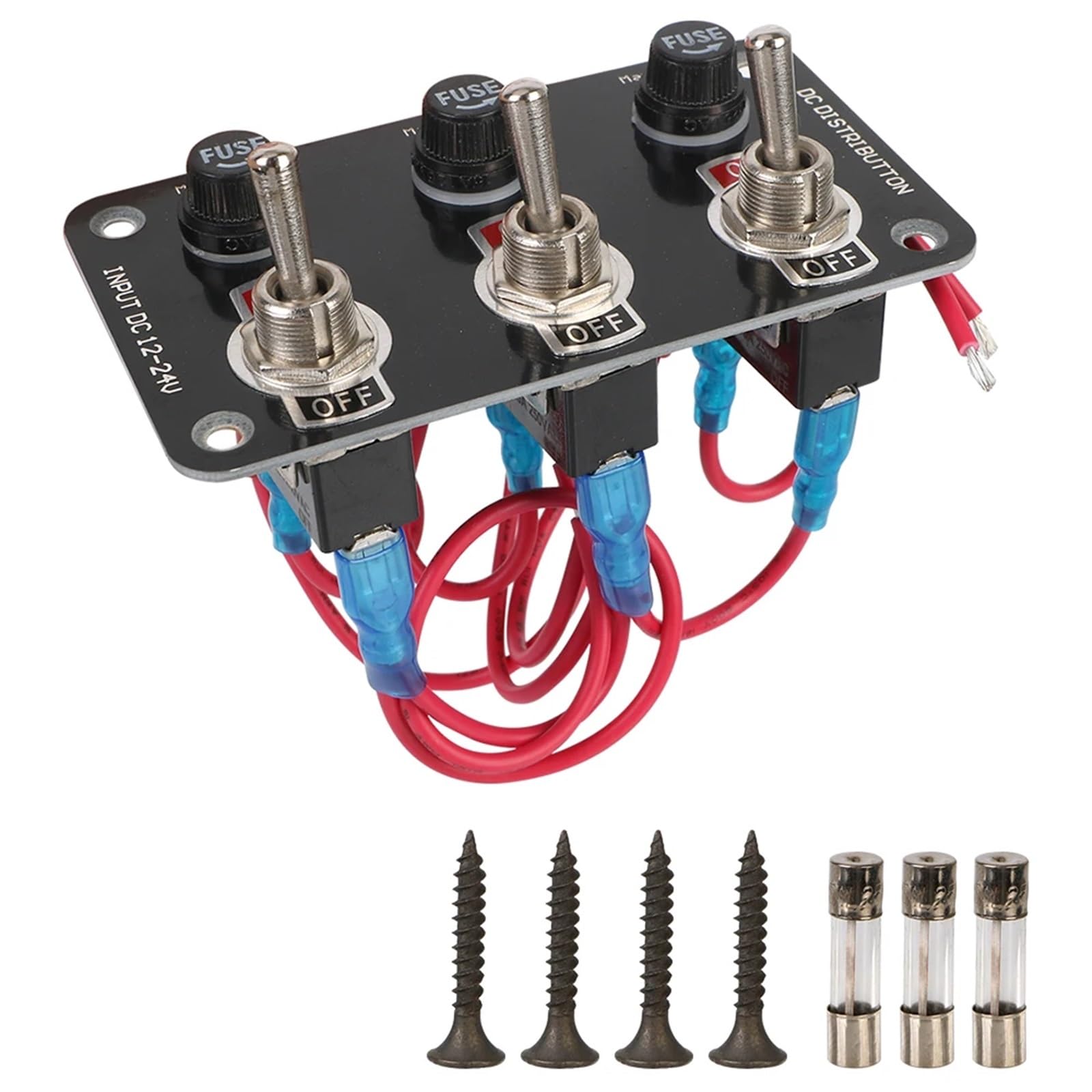 1/3/6 Gang Rocker Switch Panel Racing Car Start Stop Control Light Toggle RV Marine Do akcesoriów łodziowych z bezpiecznikiem 10A 12V 24V(3 Rocker)