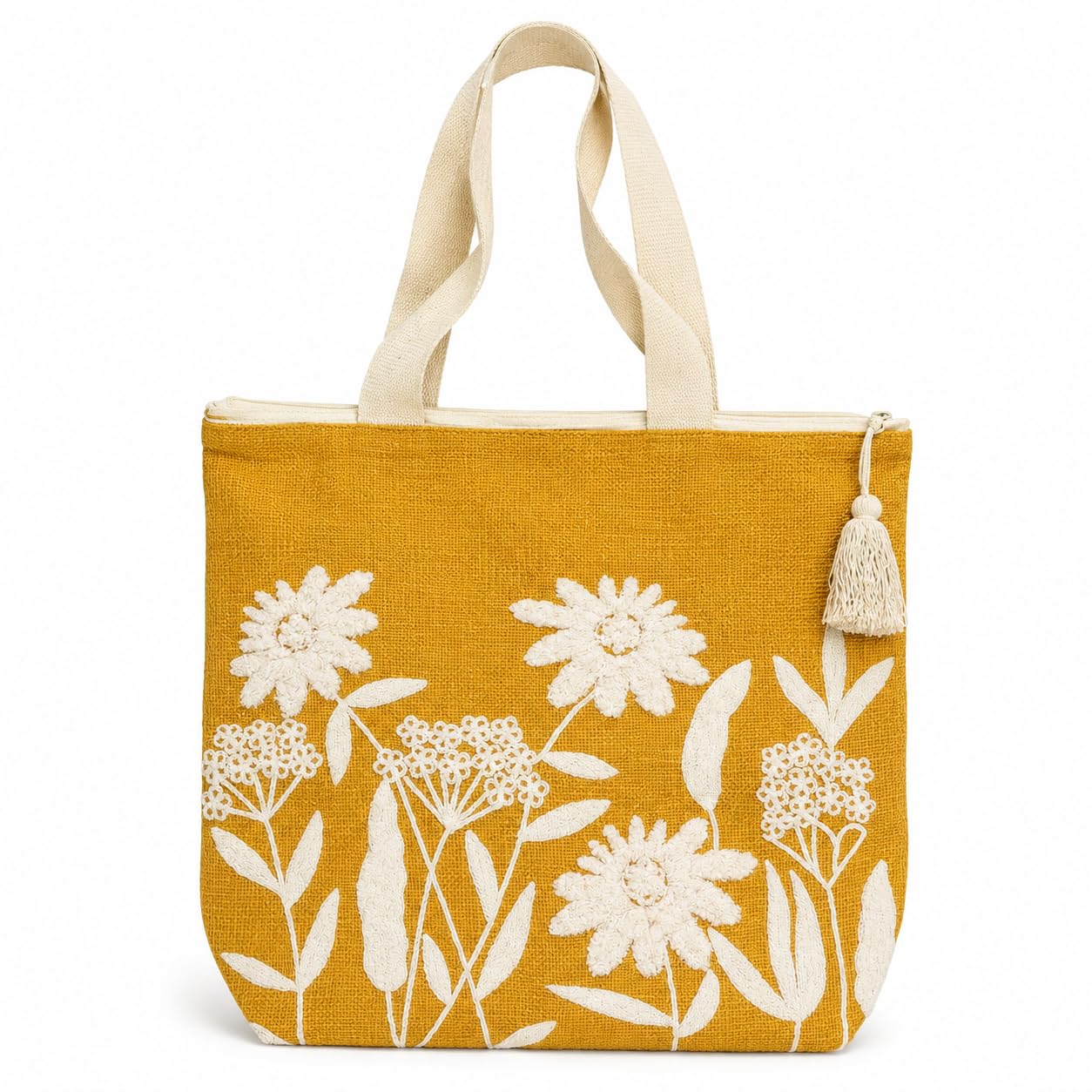 Spring Bloom Tote Bag | Stylish, Spacious - Light Weight Girls Shoulder Bag With Broad Straps and Zipper | Reusable Shopping Bag | Large Capacity Washable Handbag For Daily Use Work Travel-image-49