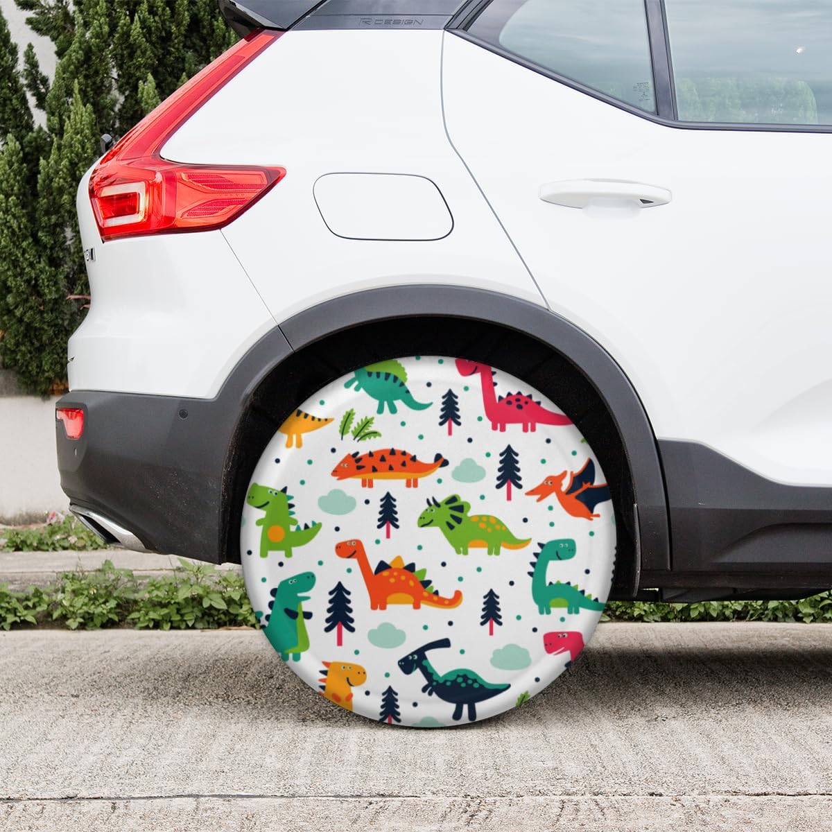 Dinosaurs Cartoon Tire Covers Portable Spare Tire Cover Soft Durable Waterproof Dustproof Set of 4 Bags 16 Inches for Car Truck SUV Trailer Camper