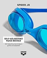 Vista 6 de ARENA Gafas de natación unisex para jóvenes Spider Junior para niñas y niños de 6 a 12 años, lentes sin niebla, correa fácil de ajustar, sin fugas
