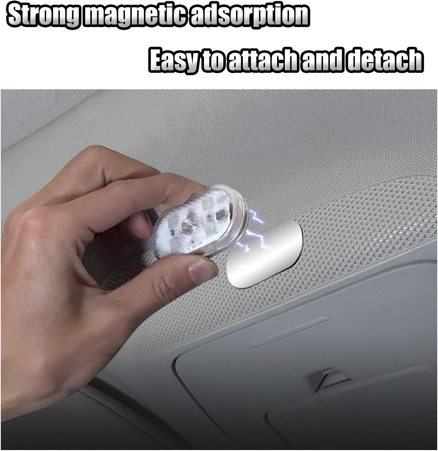 Car LED Lights Interior Wireless, 6 Styles Interior, Portable USB Rechargeable Vehicle Night Light for Car(Ice Blue)