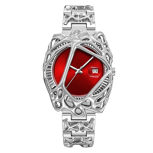 PINTIME Futuristic Gothic Watch for Men – Stainless Steel Wristwatch