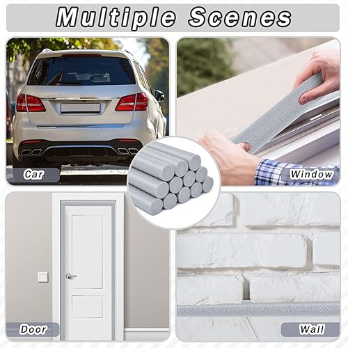 Miniatura 7 de Leyndo 12 piezas de varilla de espuma de 2 x 25.4 pulgadas, cuerda de relleno para calafateo gris, cuerda de relleno de grietas de hormigón, tiras