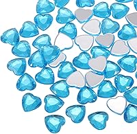 Vista 10 de MECCANIXITY 60 piezas de diamantes de imitación acrílicos de corazón de 0.59 pulgadas (0.591 in) con parte trasera plana, gemas de plástico
