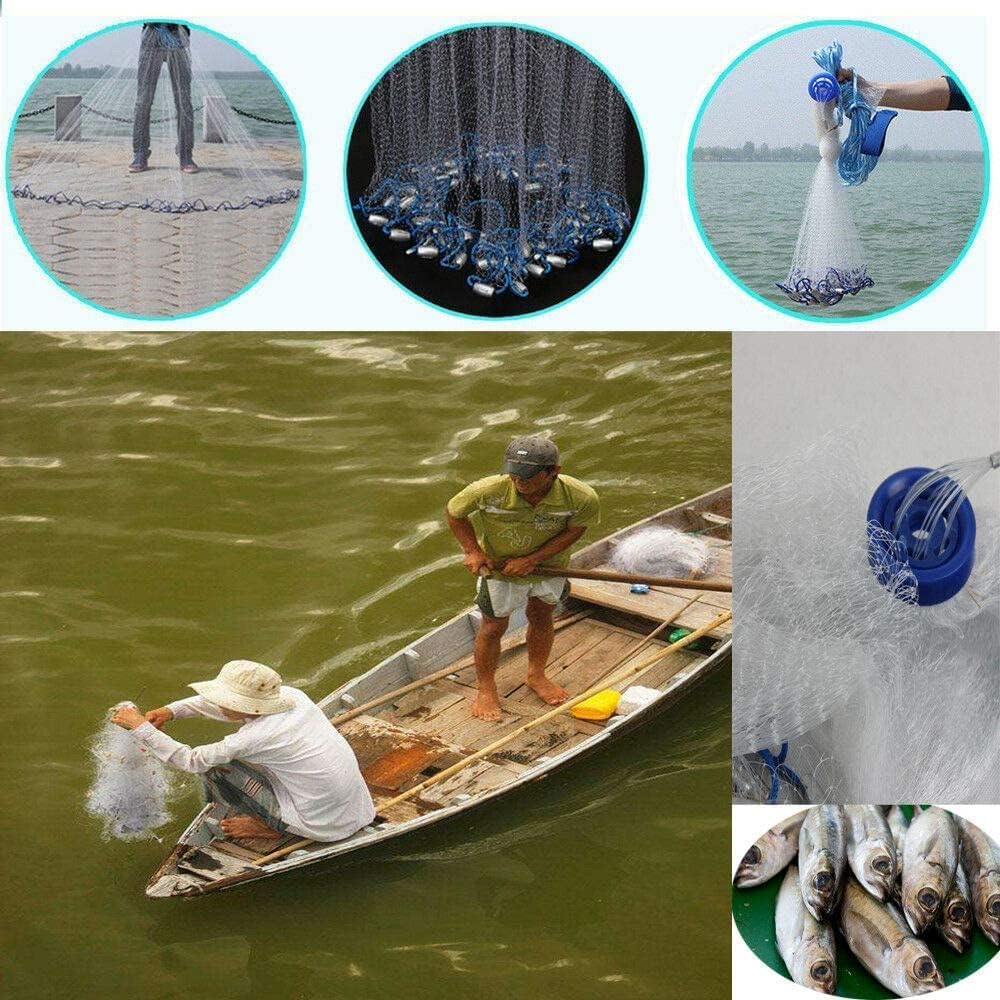 Fishing Net - Copritutto a mano, 3 m e diametro 1,5 cm, rete da lancio per pesca, rete da lancio portatile, rete da pesca, rete da pesca, rete da pesca, rete da pesca