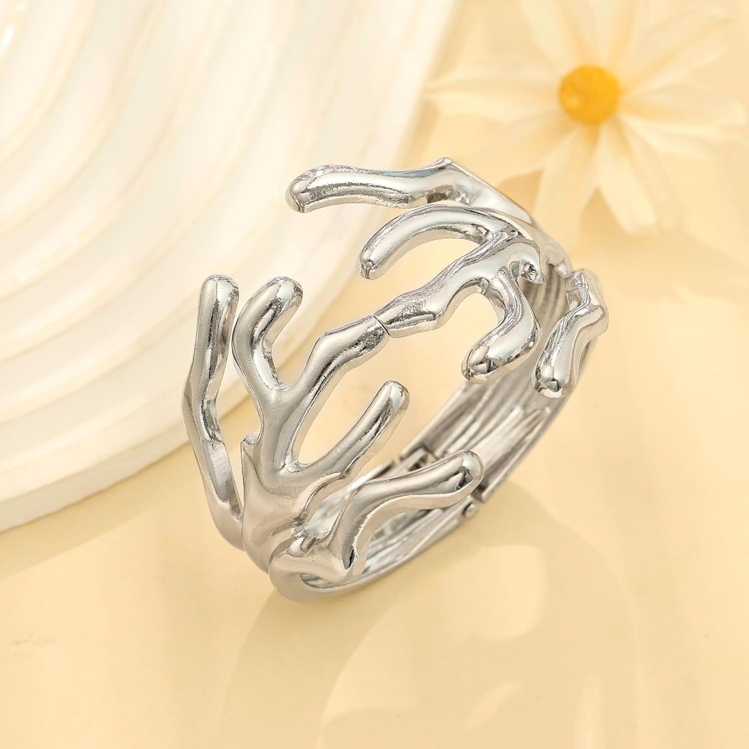 Chunky Gold Bangle Bracelet for Women Irregular Statement Bracelet Thick Cuff Bangle Trendy Wide Wrist Cuff Bracelets Fashion Dainty Jewelry Gift - Image 4