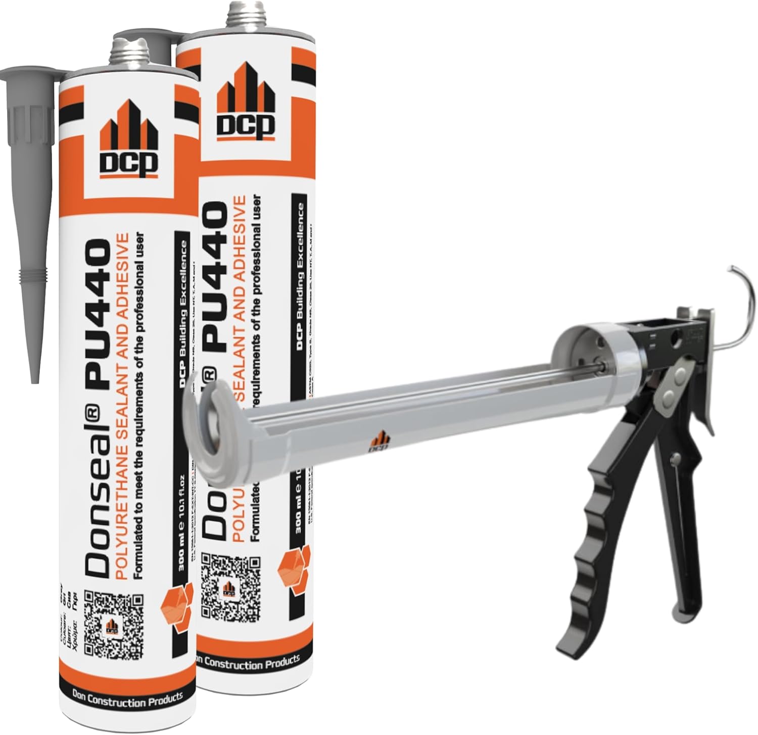 DCP Donseal PU440 2-Pack Polyurethane Concrete Sealant 10 fl.oz. Cartridge and Professional Manual Gun 310 Caulking Gun