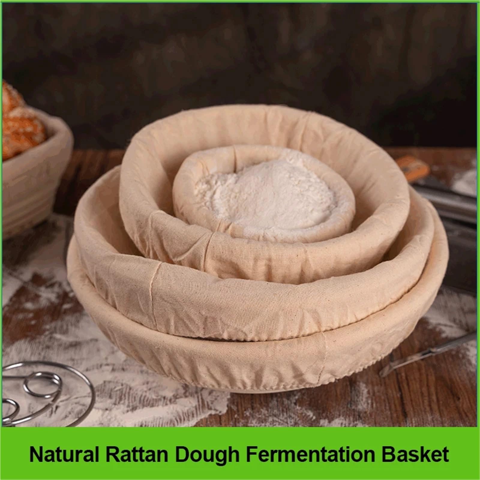 Cesta De Levadura De Pan Banneton redondo u ovalado for panadero casero, cesta a prueba de pan, cesta de fermentación de masa de ratán Natural, herramientas for hornear pan Para Fermentar Pan(Oval-35X
