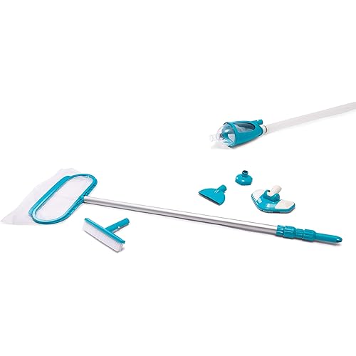 Intex 28003E Deluxe Above Ground Pool Maintenance Kit for Minimum 800 GPH Flow Rates with Vacuum, 110" Pole, Wall Brush and 24' Hose (Color May Vary)