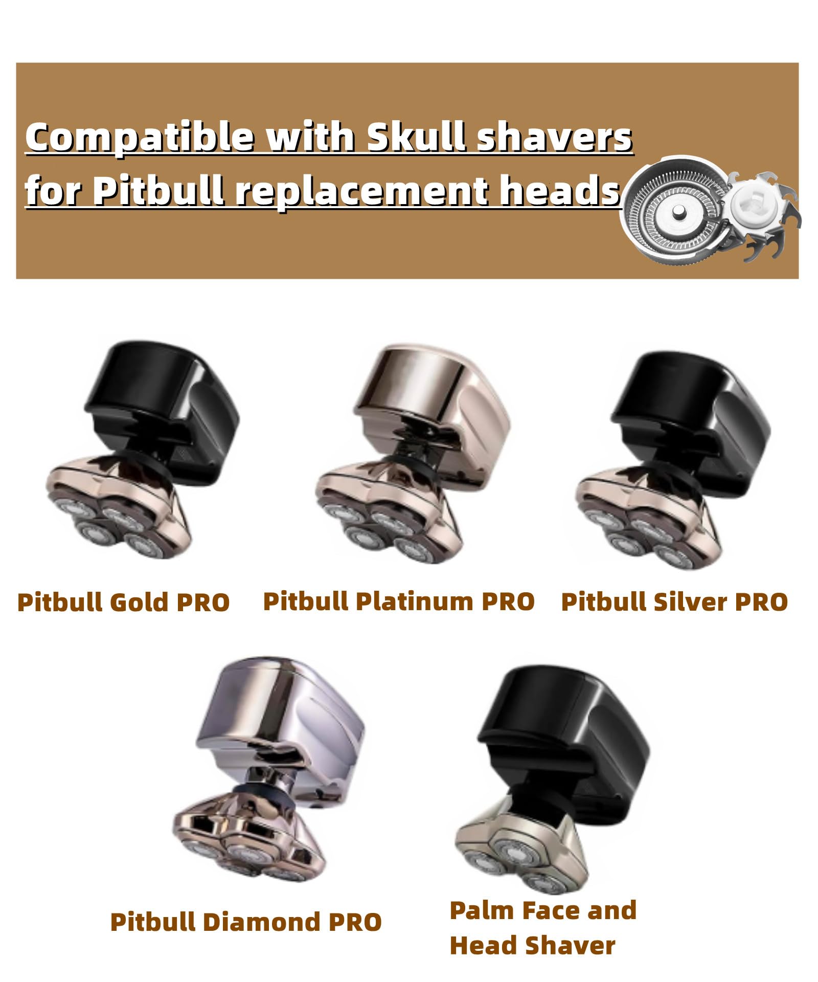8Pcs Shaver Head Replacement Blade compatible with Skull Shaver Pitbull,Butterfly Kiss, and Palm Electric Razors