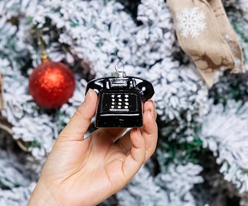 Miniatura 4 de 2 adornos de cristal soplado para teléfono de Navidad, adornos de teléfono retro para colgar en el árbol de Navidad