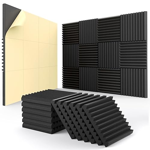12 Pack Acoustic Panels Self-Adhesive, 1" X 12" X 12"