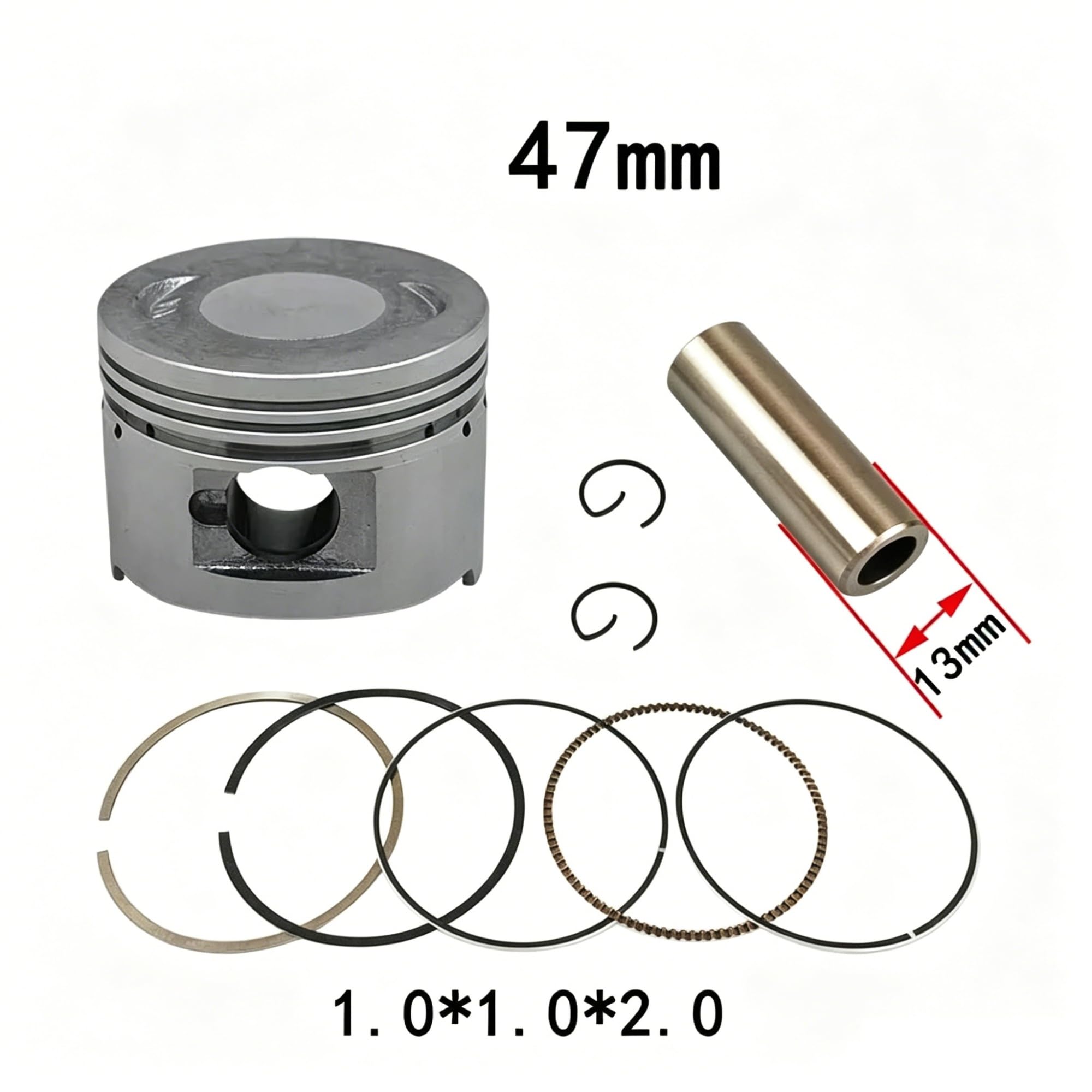 Kolbenring Set 47mm Zylinder Kolben 13mm Pin Ring Dichtung Set Für GY6-80 GY6 80 80cc 139QMA 139QMB Motorrad Motor Ersatzteile Zylinder