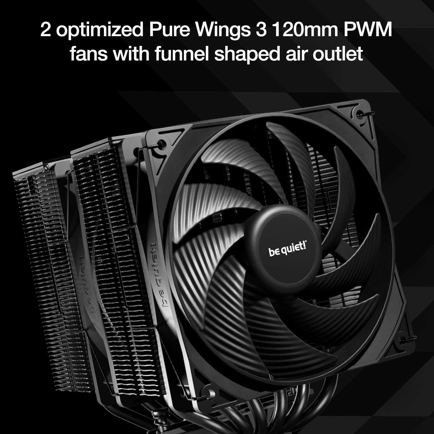 be quiet! Pure Rock Pro 3 Black CPU Air Cooler | 6 High Performance 6mm Heat Pipes with HDT Technology | 120mm Quiet PWM Fan | AMD:AM4 AM5/Intel LGA 1700/1150/1151/1200 | Black | BK042