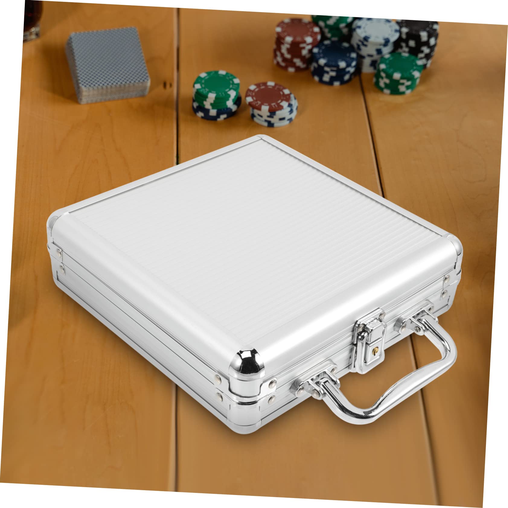 TOYANDONA Mallette Poker en Alliage Argentée Grosse Capacité Poignée et Verrou à Boucle pour Rangement Facile des Jetons et Cartes de Poker