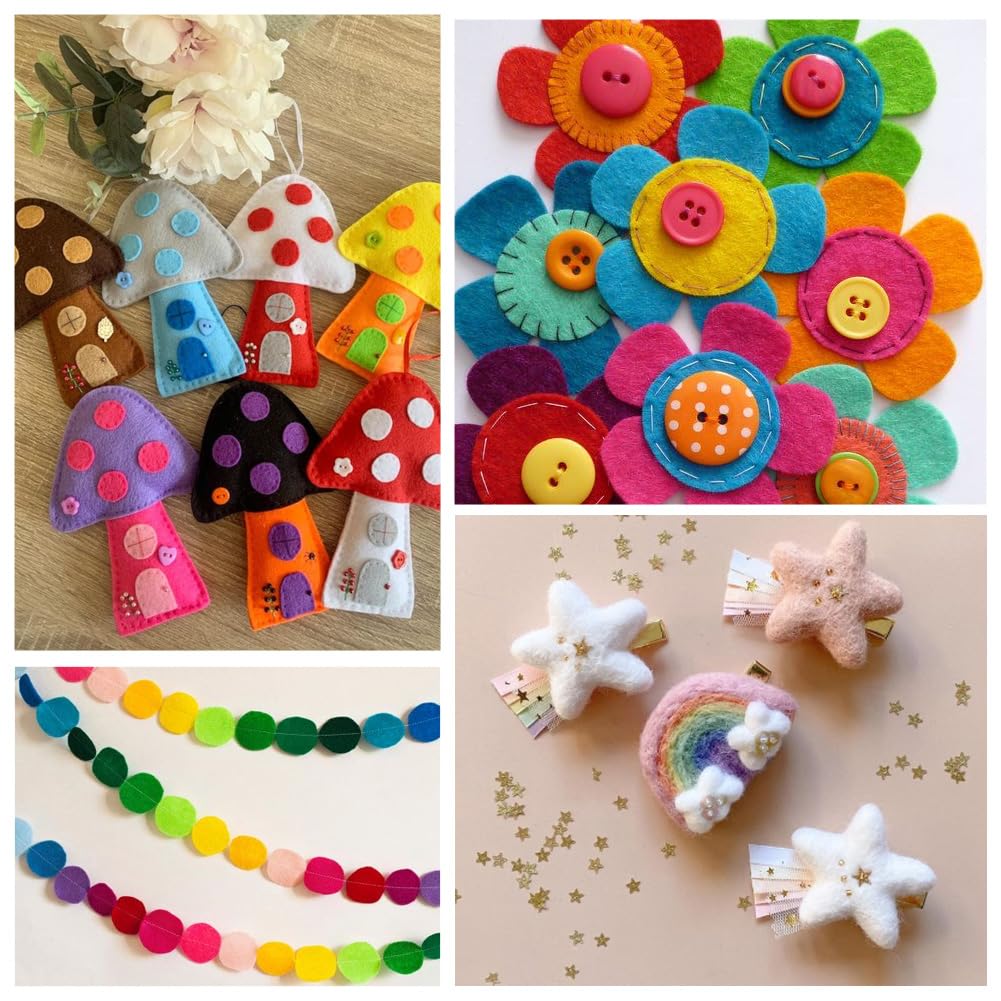 SUNNYCLUE Mini-Stoffkreise, bunte Filzformen, vorgeschnitten, nicht gewebt, weich, flach, rund, universell, Handarbeit, kleine Pads für DIY, Basteln, Haarspangen, Nähkleber, 1000 Stück