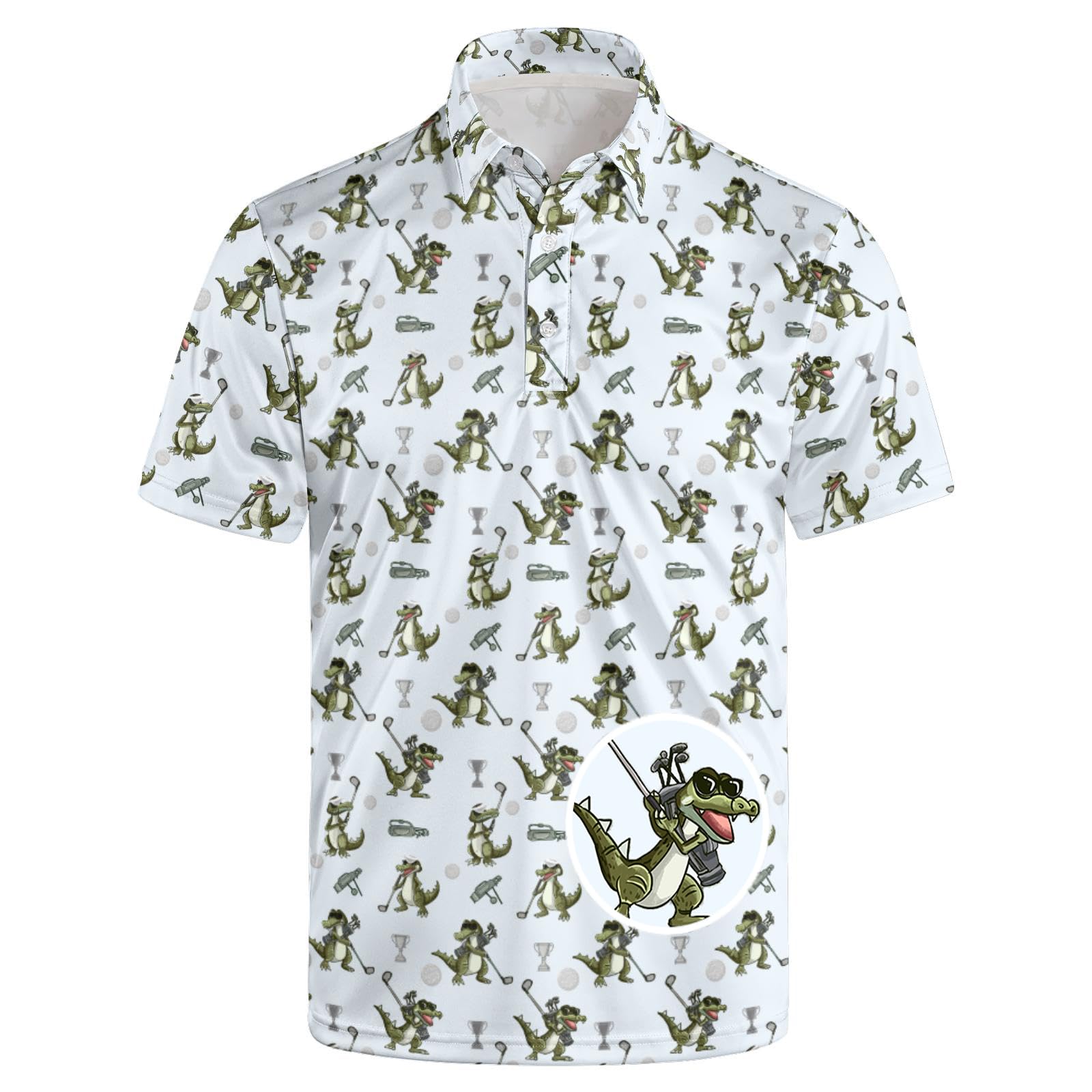 Men's Funny Golf Shirt Short Sleeve, Casual Polo Shirts for Men