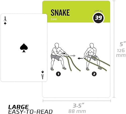 Miniatura 7 de Juego de 62 tarjetas de ejercicios con cuerda de batalla, con entrenamiento de fuerza guiado para el hogar o el gimnasio Tarjetas ilustradas de