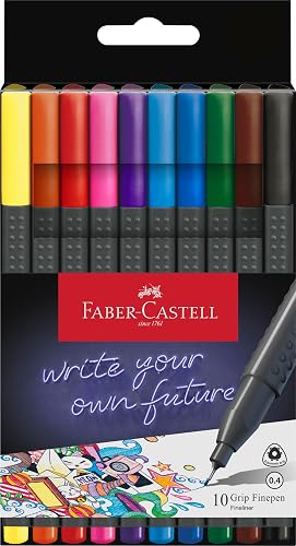 Faber-Castell 10 Grip Finepen, 0.4 mm Line Width