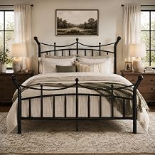 SHA CERLIN 14 Inch Full Size Metal Bed Frame, Victorian Crown Style Platform Bed Frame with Headboard and Footboard, 12.6" Under-Bed Storage, No Box Spring Needed, Noise Free, Easy Assembly, Black