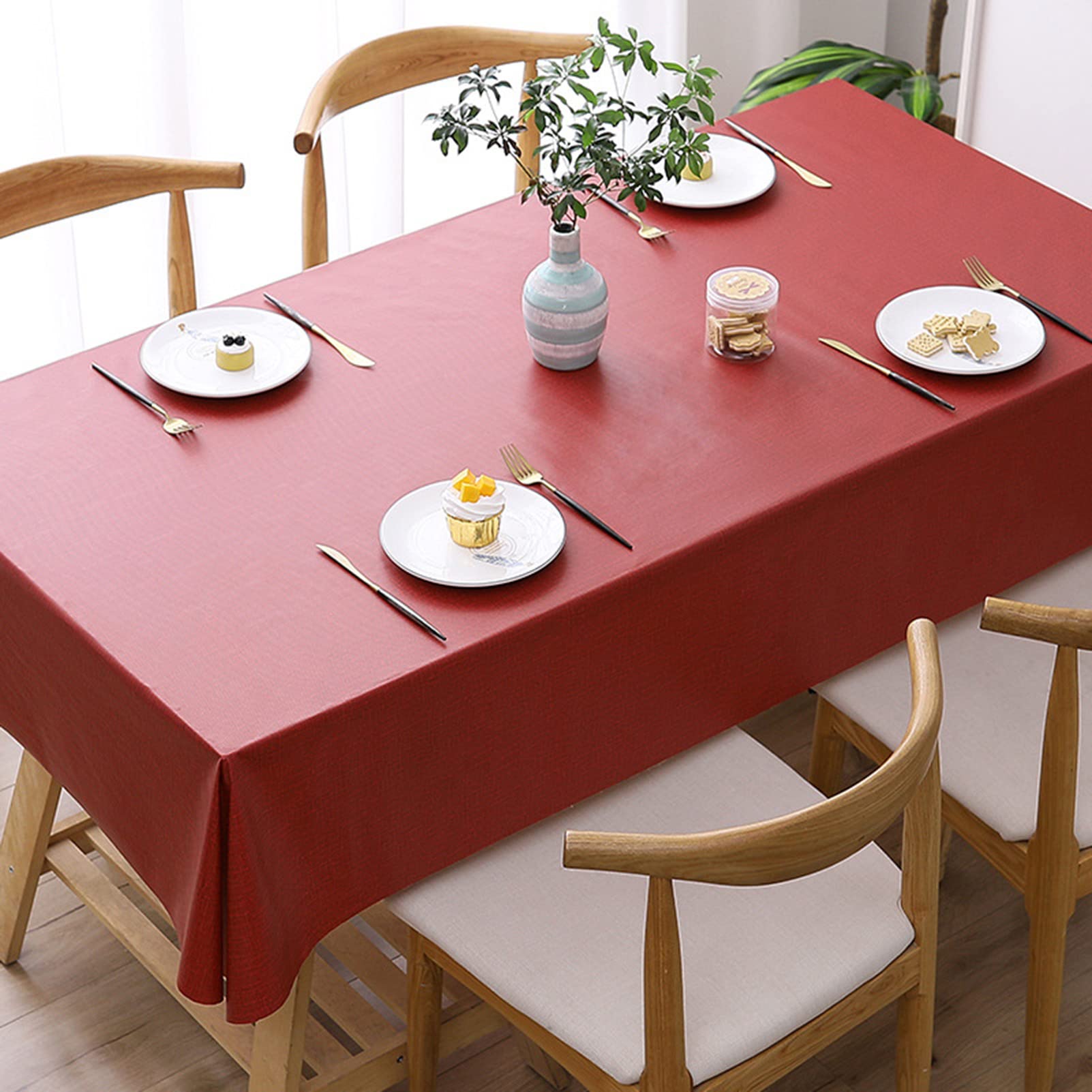 Mantel Antimanchas De PVC 137x275cm, Mantel Mesa Rectangular, Manteles Resinados Antimanchas, Impermeable, Resistente Al Aceite, FáCil De Limpiar, Cubierta De Mesa