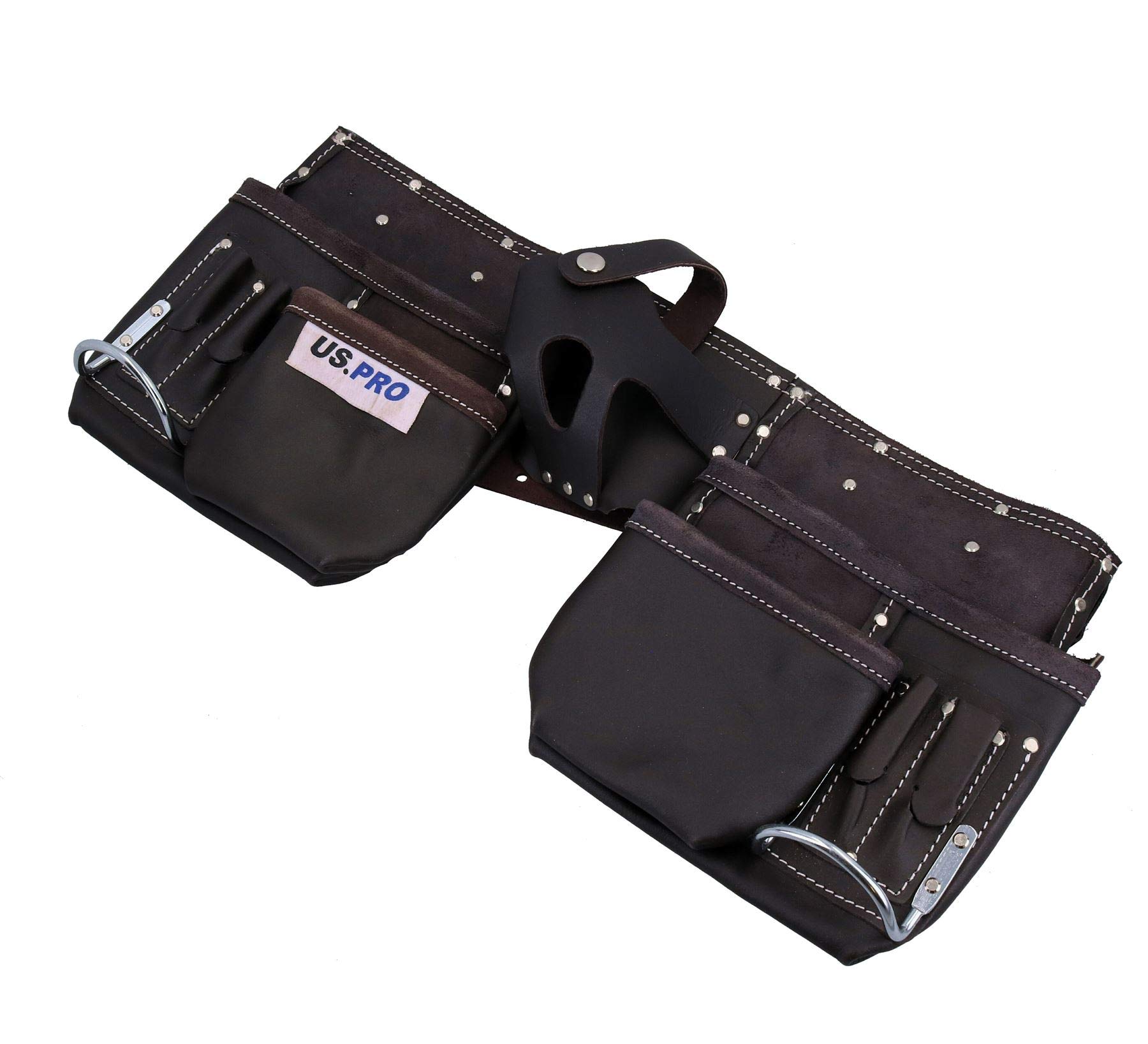 Double ceinture de péage en cuir avec boucle de ceinture réglable 11 poches