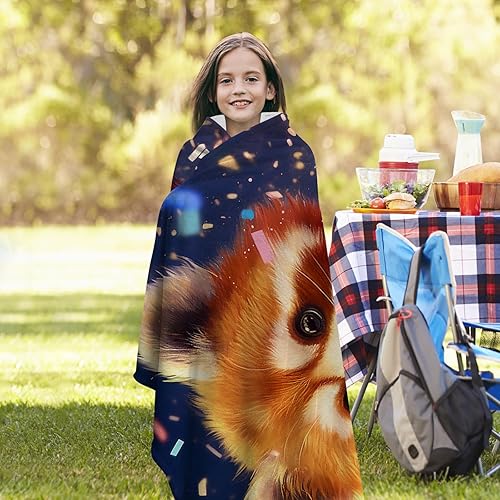 Miniatura 5 de Manta de panda rojo, linda manta de franela mágica con panda rojo feliz en el espacio mágico, regalos de panda rojo de felpa suave para niñas y