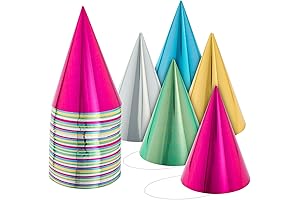 BLUE PANDA 50 Pack Birthday Party Cone Hats for Kids and Adults,...