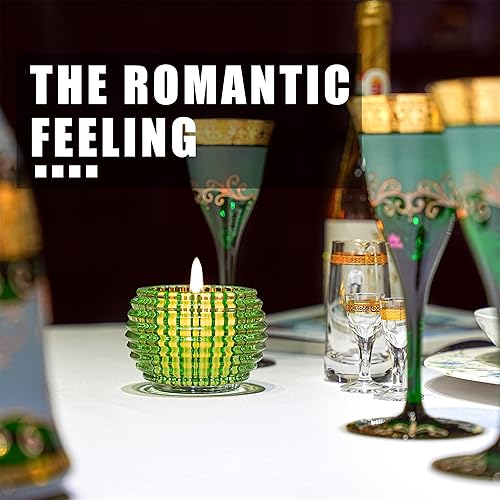 Miniatura 2 de Portavelas de cristal, candelita de cristal, portavelas votivas para centros de mesa de fiesta de boda, regalo de cumpleaños (3.6 x 2.6 pulgadas,