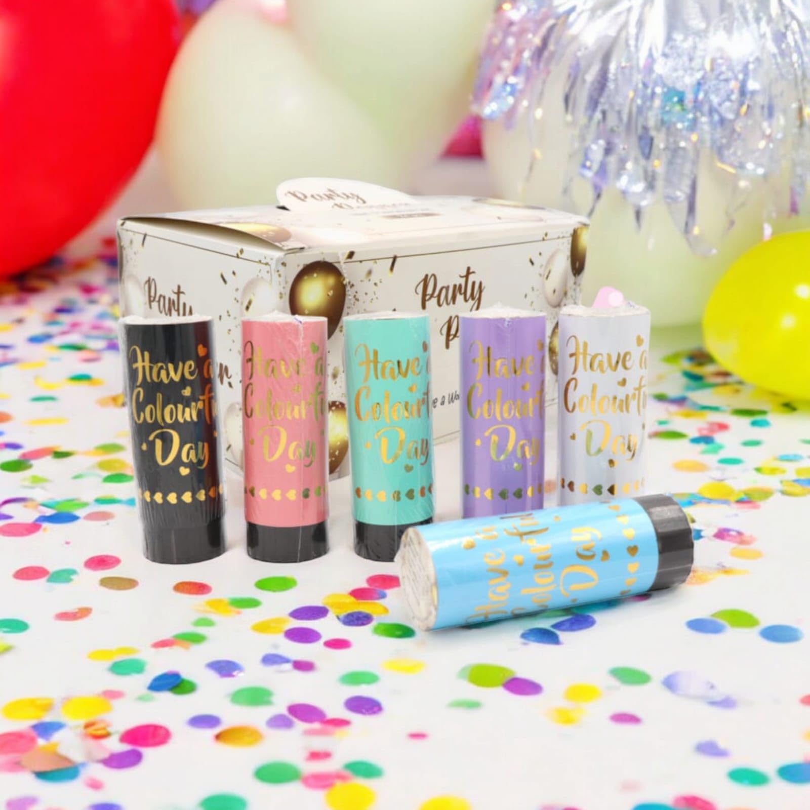 PartyzzTrader Multicolour Party Poppers for Birthday/Paper Confetti Poppers for Weddings,Baby Shower,Birhdays/Paper Confetti Poppers small size - Pack of (6)