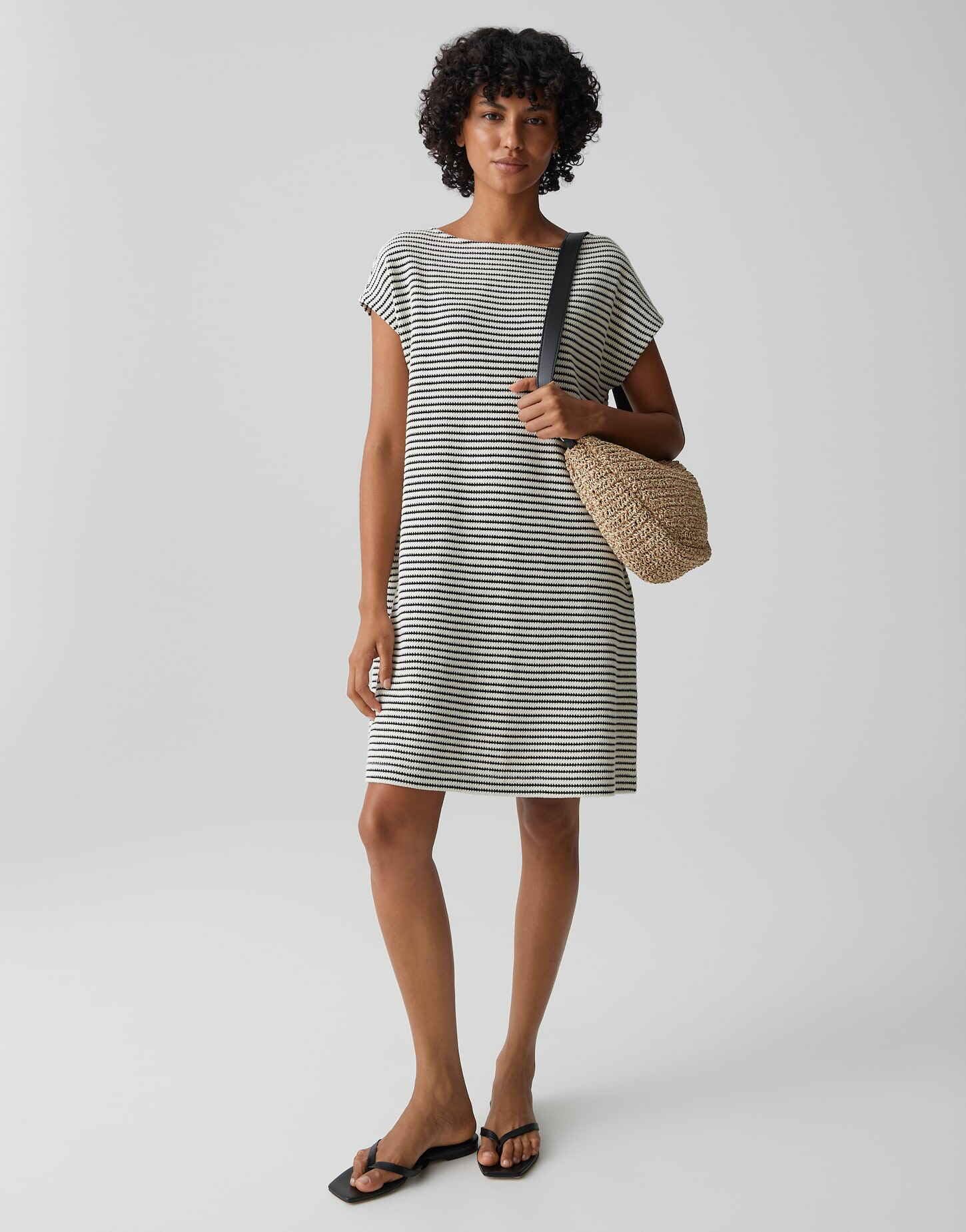 OPUS Damen Minikleid | Sommerliches Strickkleid in Streifenoptik